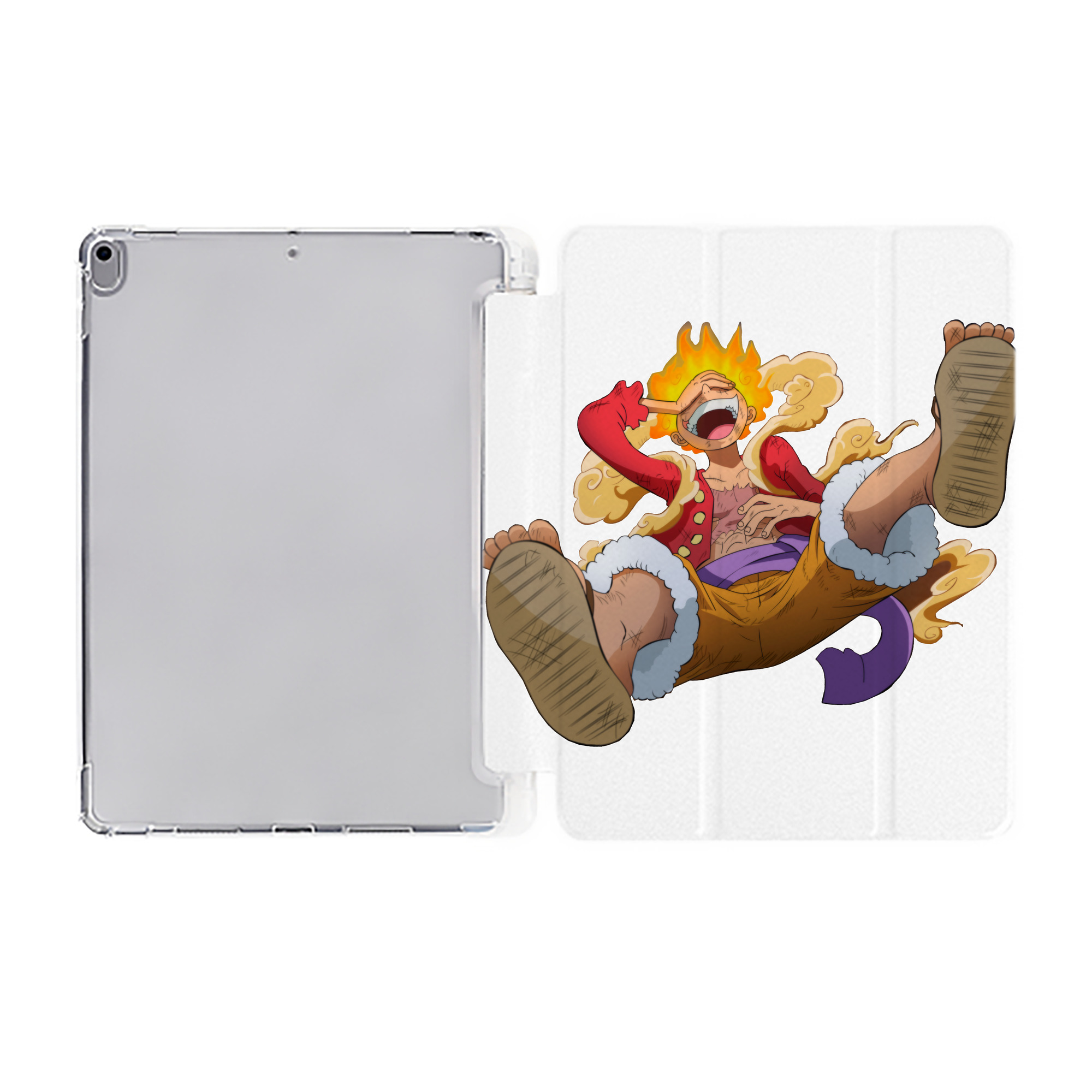 （画像用） ワンピース モンキー・D・ルフィ ONE PIECE Monkey D. Luffy IPad ケース ペン収納付き 三つ折りスタンド PUレザー×シリコン 対応機種9.5/10.5/10.9インチ
